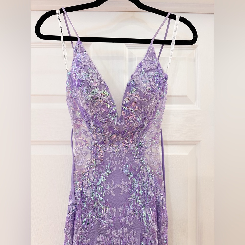 Ellie Wilde EW35011 Lavender Purple Sequin Mermaid Prom Dress sz 0/2 - Picture 8 of 12